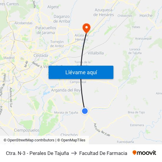 Ctra. N-3 - Perales De Tajuña to Facultad De Farmacia map