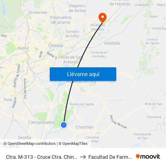 Ctra. M-313 - Cruce Ctra. Chinchón to Facultad De Farmacia map