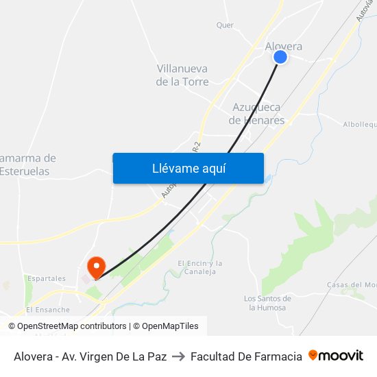 Avda. Virgen De La Paz, Alovera to Facultad De Farmacia map