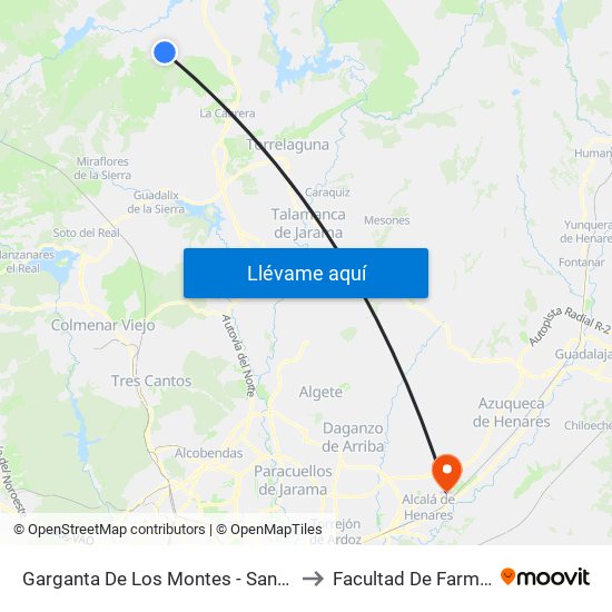 Garganta De Los Montes - San Isidro to Facultad De Farmacia map