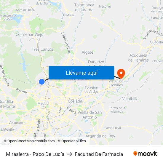 Mirasierra - Paco De Lucía to Facultad De Farmacia map