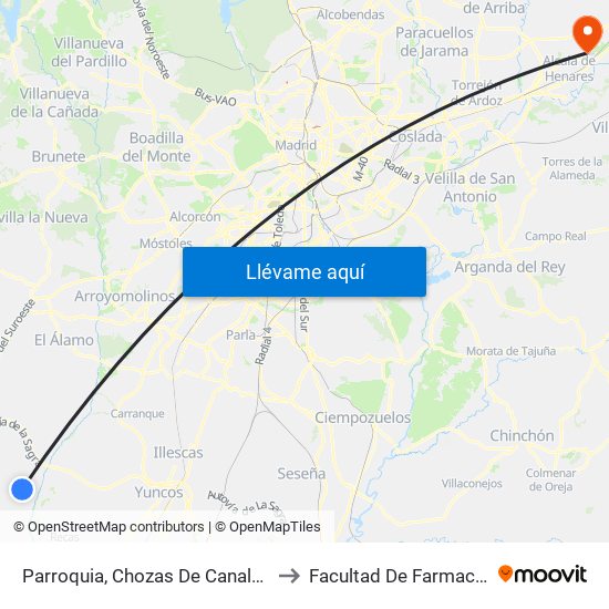 Parroquia, Chozas De Canales to Facultad De Farmacia map