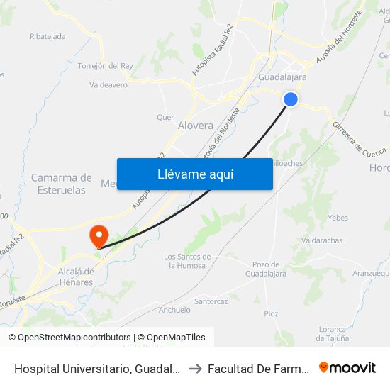 Hospital Universitario, Guadalajara to Facultad De Farmacia map
