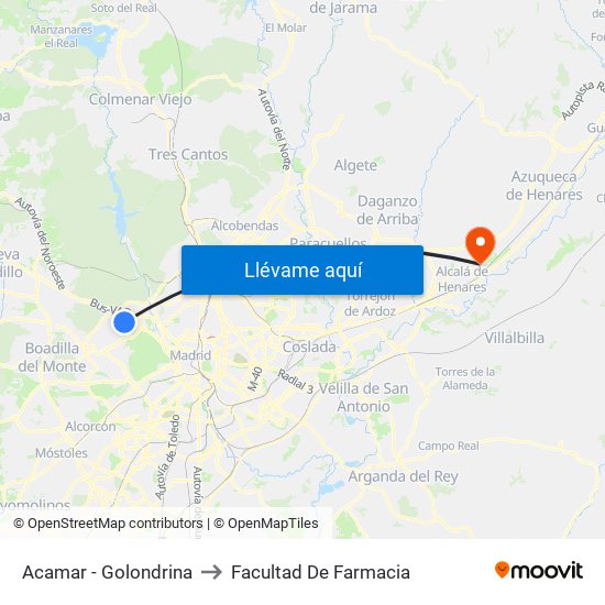 Acamar - Golondrina to Facultad De Farmacia map