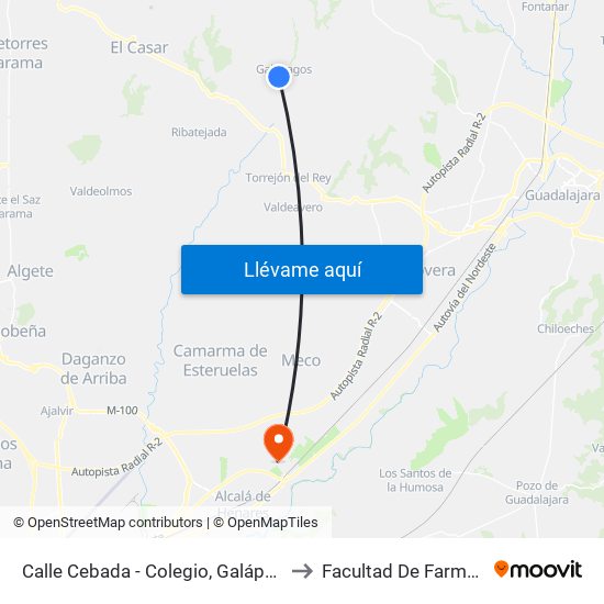 Calle Cebada - Colegio, Galápagos to Facultad De Farmacia map