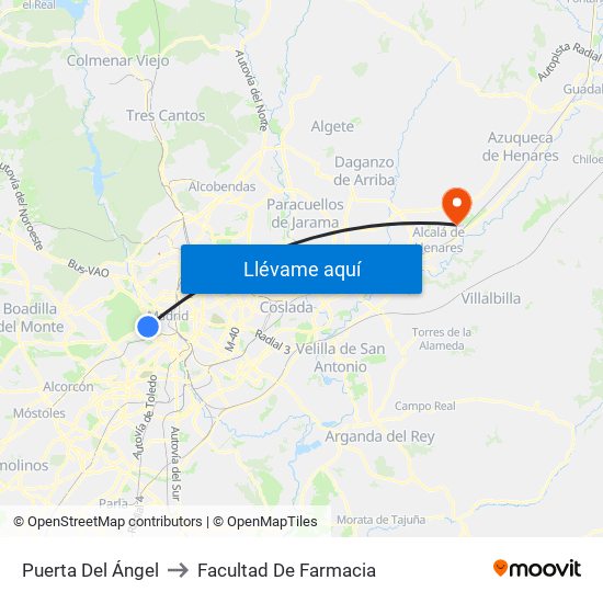 Puerta Del Ángel to Facultad De Farmacia map