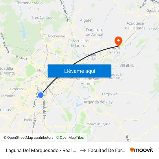 Laguna Del Marquesado - Real De Pinto to Facultad De Farmacia map