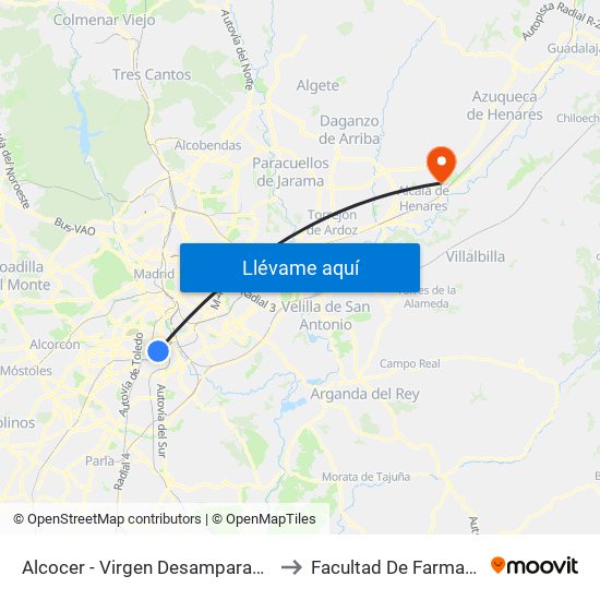 Alcocer - Virgen Desamparados to Facultad De Farmacia map