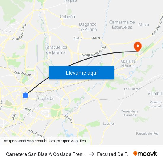 Carretera San Blas A Coslada Frente Metropolitano to Facultad De Farmacia map