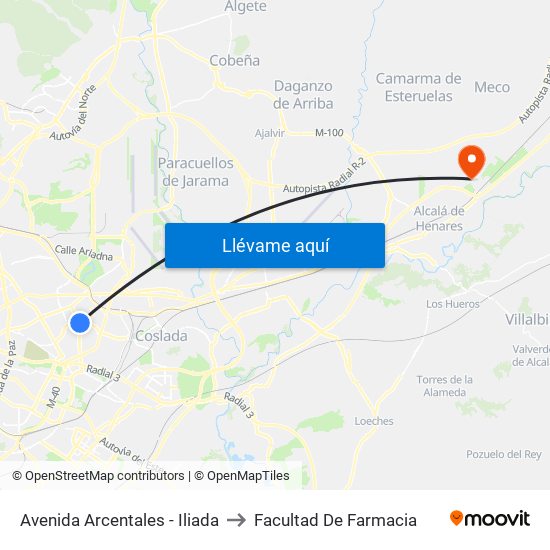 Avenida Arcentales - Iliada to Facultad De Farmacia map