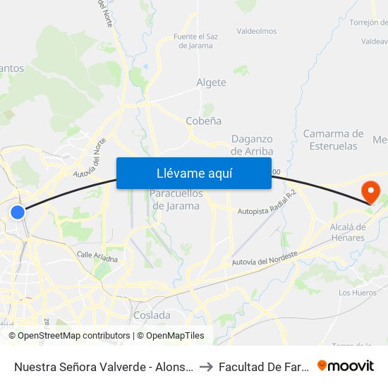Nuestra Señora Valverde - Alonso Quijano to Facultad De Farmacia map