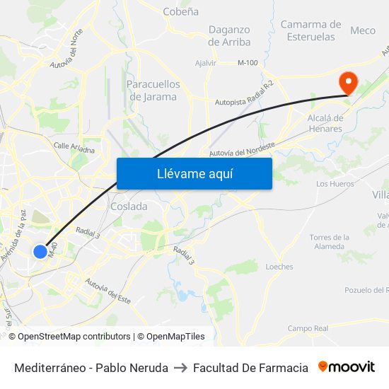 Mediterráneo - Pablo Neruda to Facultad De Farmacia map