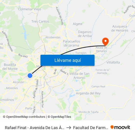 Rafael Finat - Avenida De Las Águilas to Facultad De Farmacia map