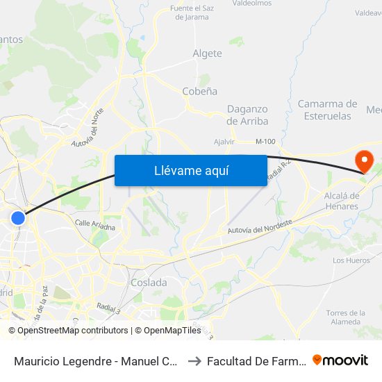 Mauricio Legendre - Manuel Caldeiro to Facultad De Farmacia map