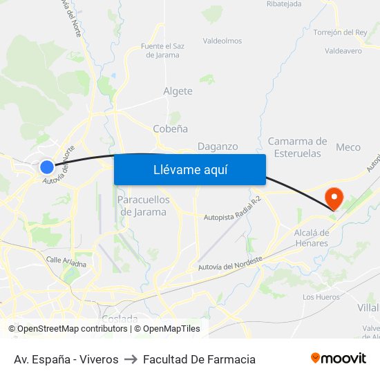 Av. España - Viveros to Facultad De Farmacia map