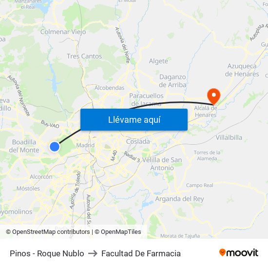 Pinos - Roque Nublo to Facultad De Farmacia map