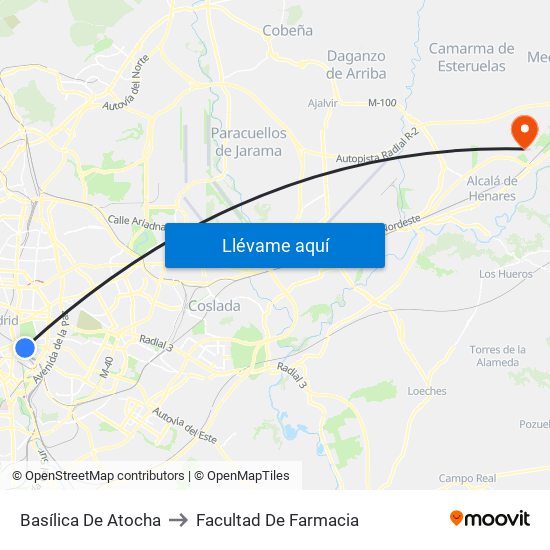 Basílica De Atocha to Facultad De Farmacia map