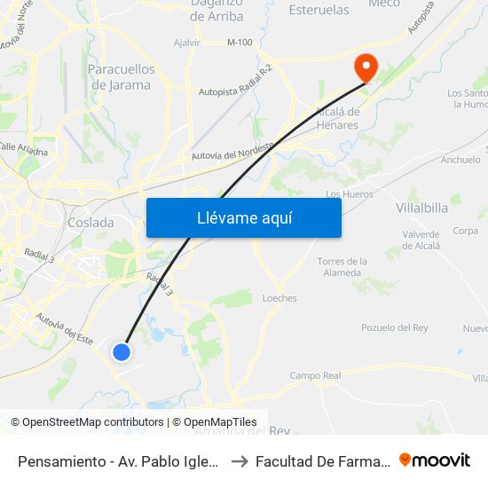 Pensamiento - Av. Pablo Iglesias to Facultad De Farmacia map