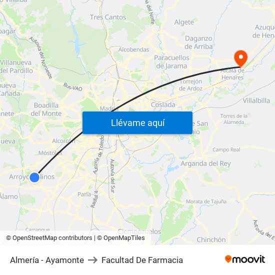 Almería - Ayamonte to Facultad De Farmacia map