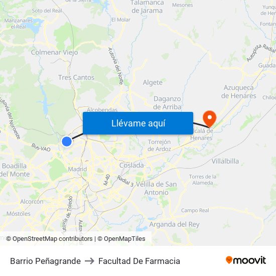 Barrio Peñagrande to Facultad De Farmacia map