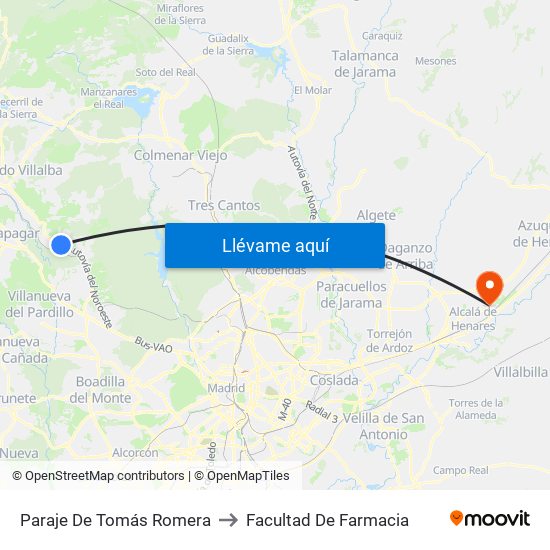 Paraje De Tomás Romera to Facultad De Farmacia map