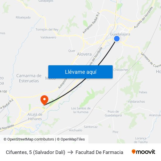 Cifuentes, 5 (Salvador Dalí) to Facultad De Farmacia map