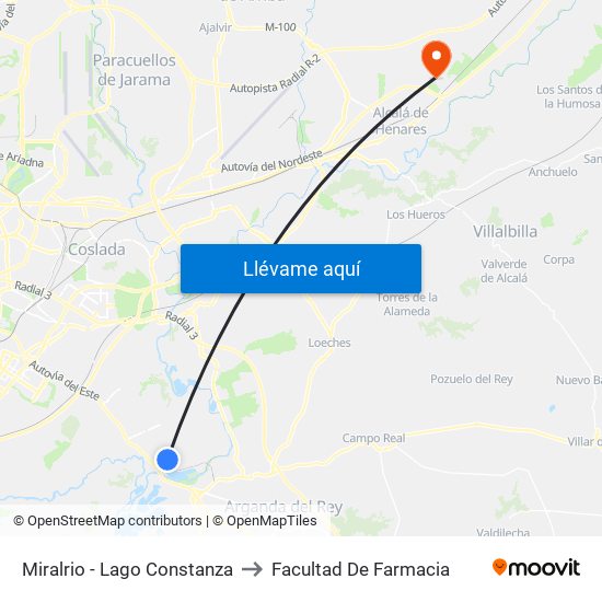 Miralrio - Lago Constanza to Facultad De Farmacia map
