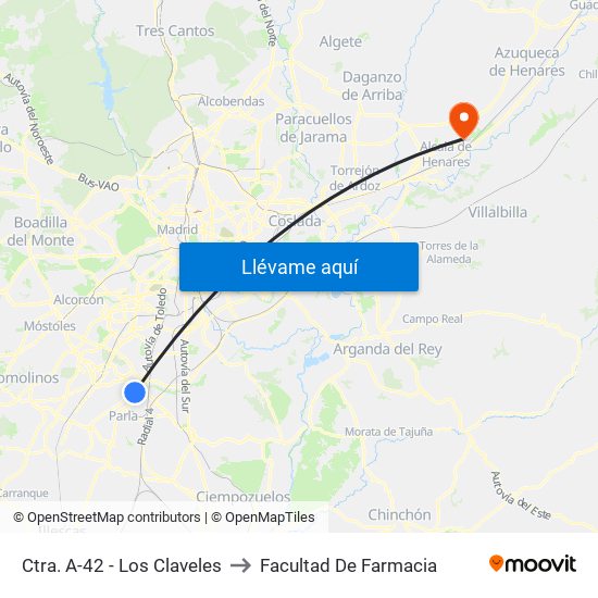 Ctra. A-42 - Los Claveles to Facultad De Farmacia map