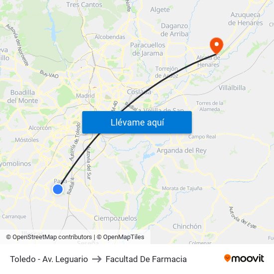 Toledo - Av. Leguario to Facultad De Farmacia map