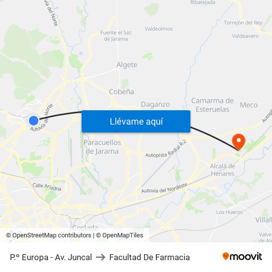 P.º Europa - Av. Juncal to Facultad De Farmacia map