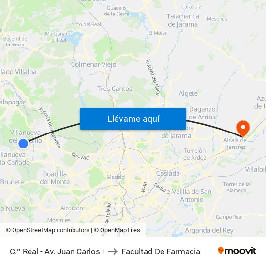 C.º Real - Av. Juan Carlos I to Facultad De Farmacia map