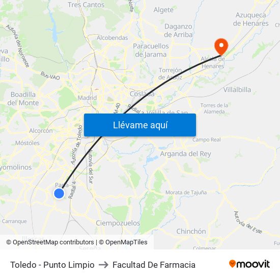 Toledo - Punto Limpio to Facultad De Farmacia map