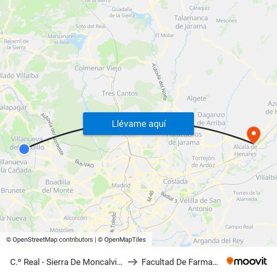 C.º Real - Sierra De Moncalvillo to Facultad De Farmacia map