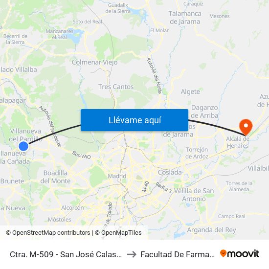 Ctra. M-509 - San José Calasanz to Facultad De Farmacia map