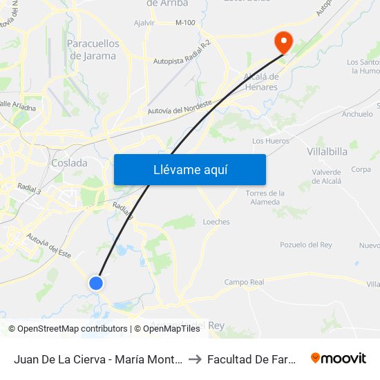 Juan De La Cierva - María Montessori to Facultad De Farmacia map