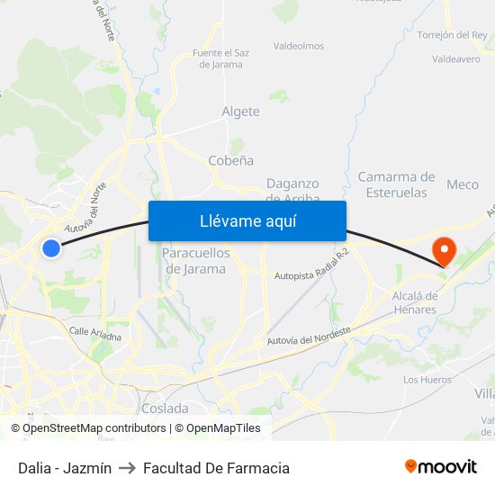 Dalia - Jazmín to Facultad De Farmacia map