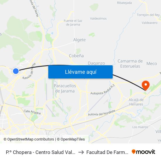 P.º Chopera - Centro Salud Valdavia to Facultad De Farmacia map