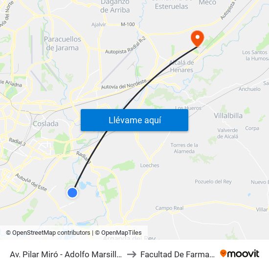 Av. Pilar Miró - Adolfo Marsillach to Facultad De Farmacia map