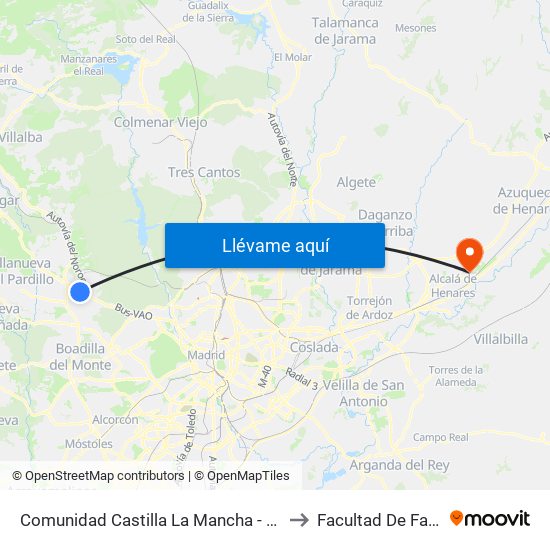 Comunidad Castilla La Mancha - Burgocentro to Facultad De Farmacia map