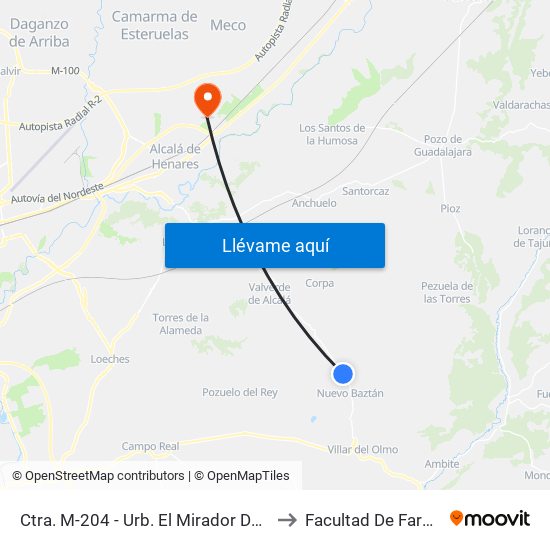 Ctra. M-204 - Urb. El Mirador De Baztán to Facultad De Farmacia map