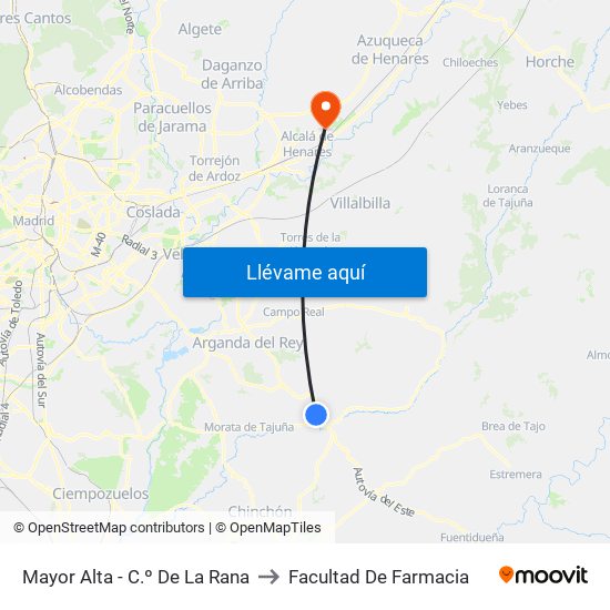 Mayor Alta - C.º De La Rana to Facultad De Farmacia map