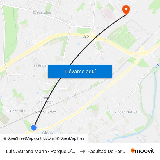 Luis Astrana Marín - Parque O'Donnell to Facultad De Farmacia map