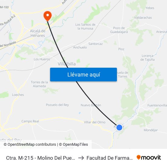 Ctra. M-215 - Molino Del Puente to Facultad De Farmacia map
