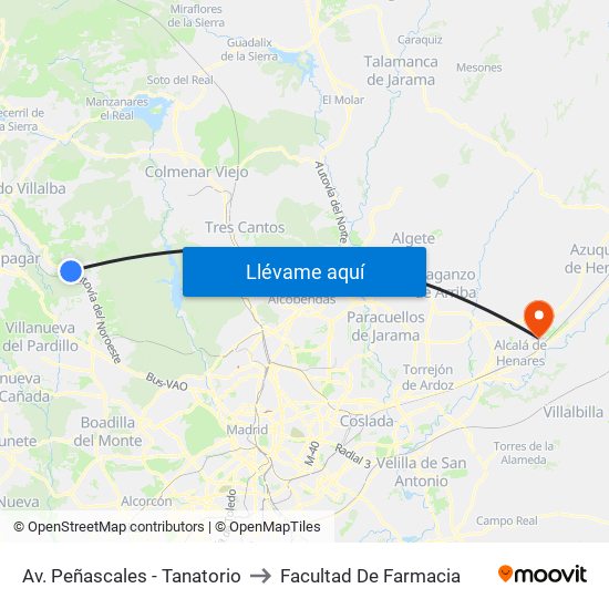 Av. Peñascales - Tanatorio to Facultad De Farmacia map