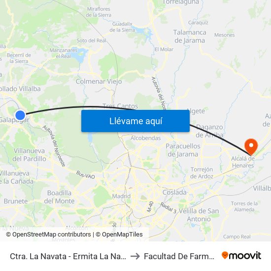 Ctra. La Navata - Ermita La Navata to Facultad De Farmacia map