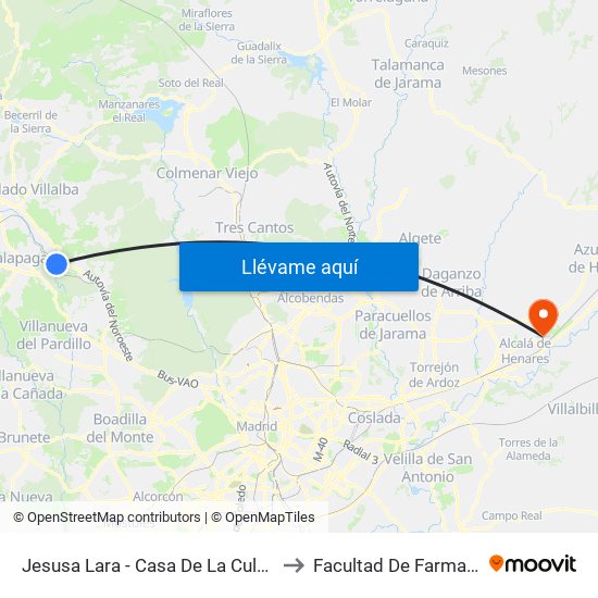 Jesusa Lara - Casa De La Cultura to Facultad De Farmacia map