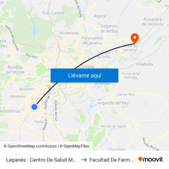 Leganés - Centro De Salud Mental to Facultad De Farmacia map