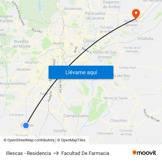 Illescas - Residencia to Facultad De Farmacia map