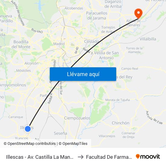 Illescas - Av. Castilla La Mancha to Facultad De Farmacia map