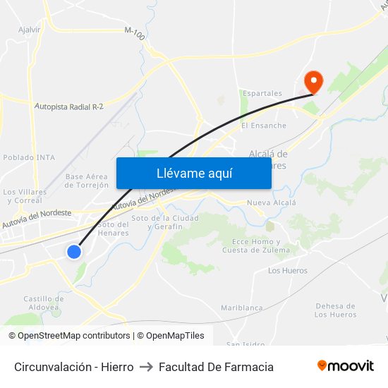Circunvalación - Hierro to Facultad De Farmacia map